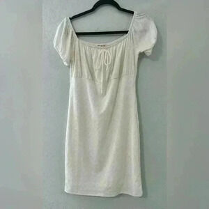 Heart & Hips White Eyelet Lace Off The Shoulder Smocked Tie Front Dress L